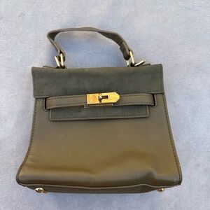 Women's Olive Green Top-Handle Bag with Gold Hardware